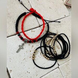 🔥FREE w PURCHASE 🔥 Red Black & Gold Bracelet Stack